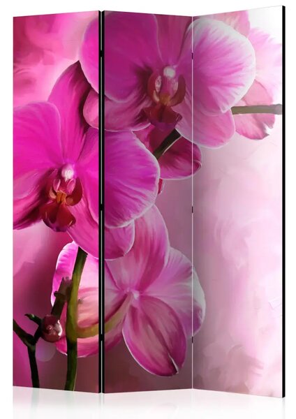 Paravento separè Orchidea rosa - paesaggio floreale di orchidee rosa