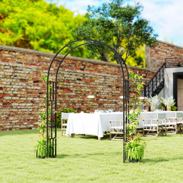 Outsunny Arco da giardino in acciaio per rose per piante rampicanti per decorazione cerimoniale 150 x 40 x 223 cm nero