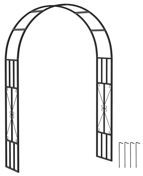Outsunny Arco da giardino in acciaio per rose per piante rampicanti per decorazione cerimoniale 150 x 40 x 223 cm nero