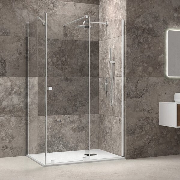 Kamalu box doccia 70x120 senza telaio scorrrevole 120 fisso 70 cm | knm4000w-c