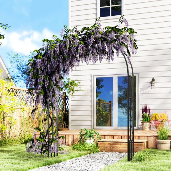 Outsunny Arco da giardino in acciaio per rose per piante rampicanti per decorazione cerimoniale 150 x 40 x 223 cm nero