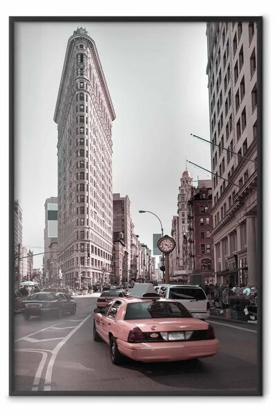 Poster: Movimento urbano - architettura New York su sfondo auto