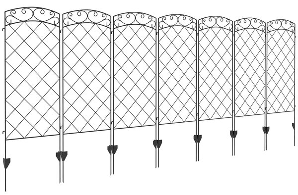 Outsunny Lot de 7 recinzioni da giardino decorative in metallo con ornamenti - 344L x 110H cm nero