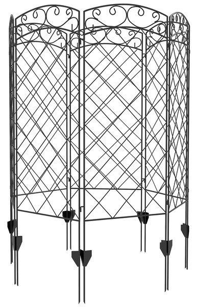 Outsunny Lot de 7 recinzioni da giardino decorative in metallo con ornamenti - 344L x 110H cm nero