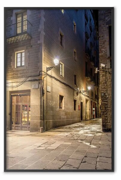 Poster: Angolo incantevole - architettura illuminata in pietra notte