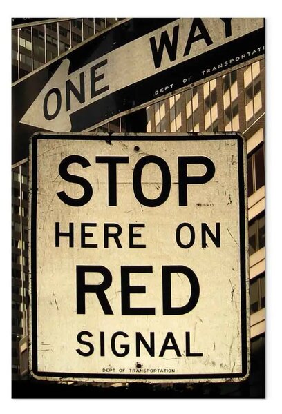 Quadro Segno di STOP - fotografia in stile retrò con la parola in inglese