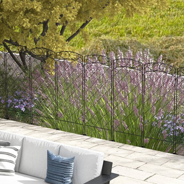 Outsunny Lot de 7 recinzioni da giardino decorative in metallo con ornamenti - 344L x 110H cm nero