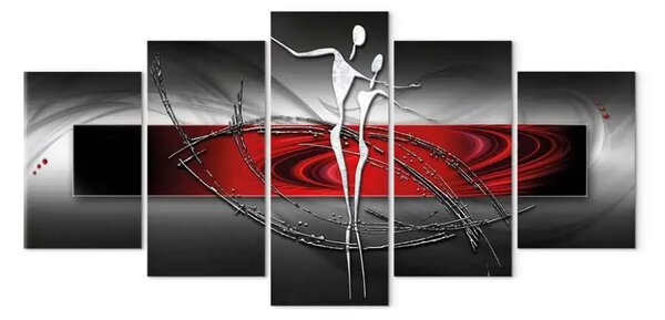 Quadro moderno Tango (5 pezzi) rosso largo