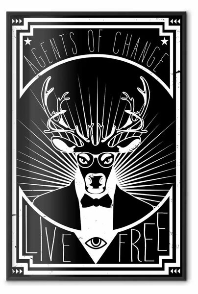 Poster: Agenti cambiamento - astratto bianco e nero con scritte