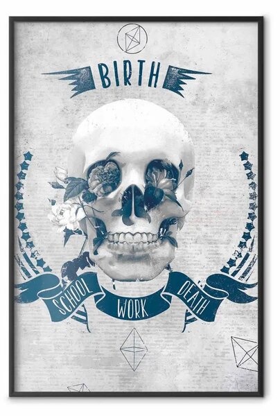 Poster: La vita è brutale - teschio elegante su sfondo grigio