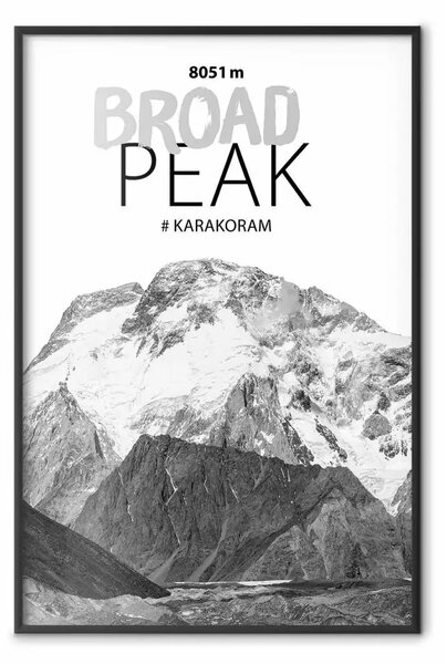 Poster: K2 - scritte inglese su sfondo montano bianco nero