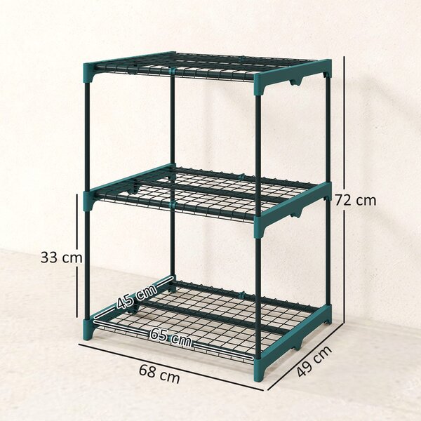 Outsunny Portavasi a 3 livelli, 72 cm alto, portavasi per interno ed esterno, scaffale in acciaio, Verde scuro | Aosom Italy