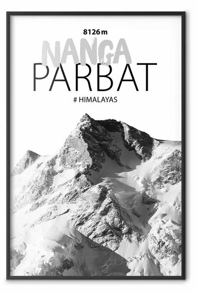 Poster: Nanga Parbat - numeri e scritte inglese su sfondo montano
