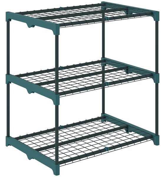 Outsunny Portavasi a 3 livelli, 72 cm alto, portavasi per interno ed esterno, scaffale in acciaio, Verde scuro | Aosom Italy