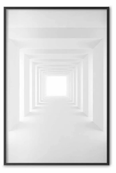 Poster: Tunnel d'ombra - spazio grigio e geometrico con effetto 3D simulato