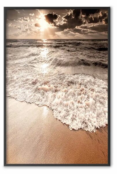 Poster: Spazio delle onde - paesaggio della spiaggia e del mare sullo sfondo della luce solare