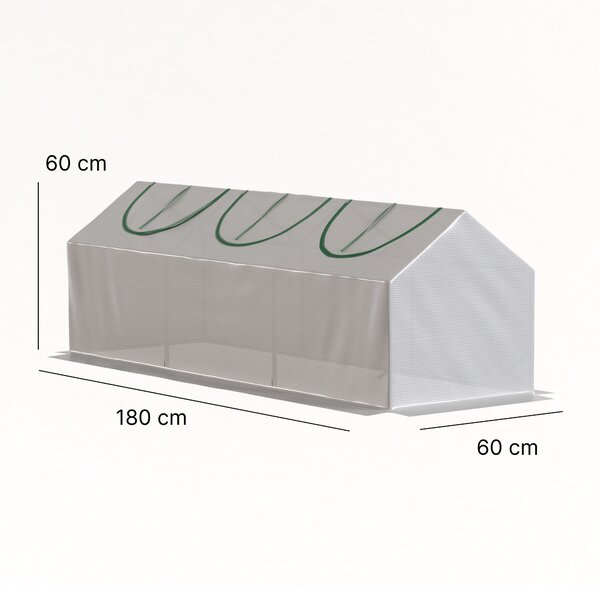 Outsunny Serra da giardino mini serra 3 finestre arrotolabili copertura in PE ad alta densità 140 g/m² 180 x 60 x 60 cm bianco | Aosom Italy