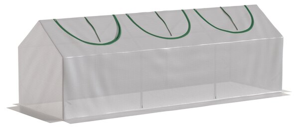 Outsunny Serra da giardino mini serra 3 finestre arrotolabili copertura in PE ad alta densità 140 g/m² 180 x 60 x 60 cm bianco | Aosom Italy