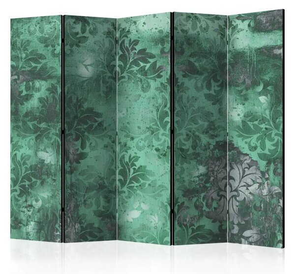 Paravento Memoria smeraldo II - ornamenti verde disegnati