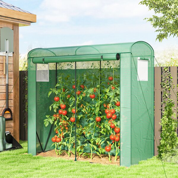 Outsunny Serra con finestre a rete e porta avvolgibile, serra in telo con struttura in acciaio 200 x 75 x 188 cm Verde | Aosom Italy