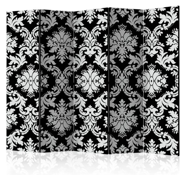 Paravento design Tocco di eleganza II - ornamenti barocchi in bianco e nero