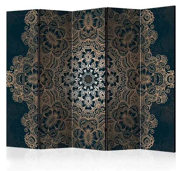 Paravento separè Modello elaborato II - Mandala orientale dorata in nero