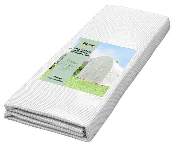 Outsunny Telo per serra 4 x 2 m, impermeabile, con porta, 8 finestre, protezione UV, resistente allo strappo Polietilene Bianco | Aosom Italy