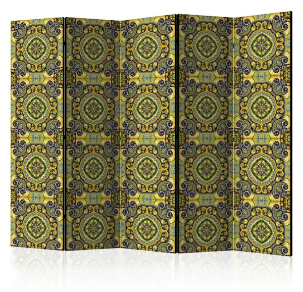 Paravento Mosaico malachite II - sacchetto etnico giallo in stile Zen
