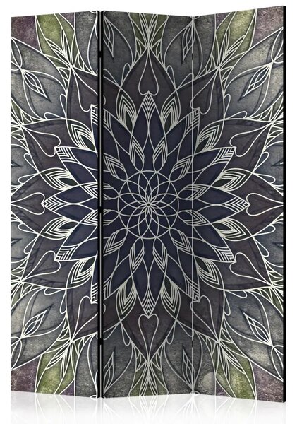 Paravento design Modello imperiale - Mandala orientale argentata in stile Zen