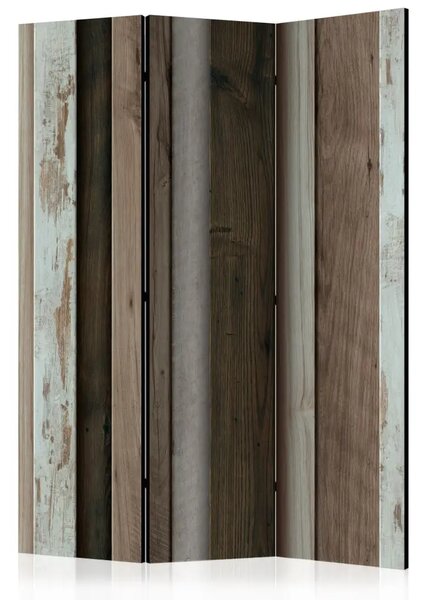 Paravento Ventaglio di legno - motivo con texture di assi marroni