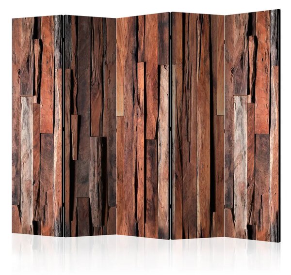 Paravento design Assi di miele II - modello con texture di legno marrone