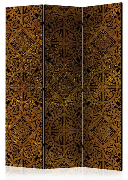 Paravento design Tesoro celtico - ornamenti etnici dorati in stile barocco