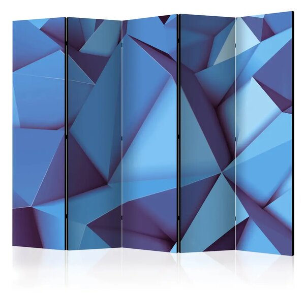 Paravento design Blu regale II - astratto geometrico in forma tridimensionale
