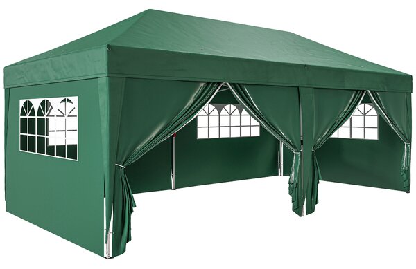 Outsunny Gazebo ca. 6x3 m, stabile, resistente all'inverno, pop-up pieghevole con finestra, porta con zip e pannelli laterali, protezione UV | Aosom Italy