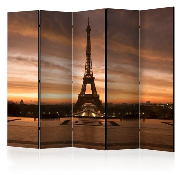 Paravento design Colori serali di Parigi II - Torre Eiffel su sfondo celeste
