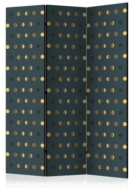 Paravento separè A pois - motivo a pois in oro e nero su sfondo scuro
