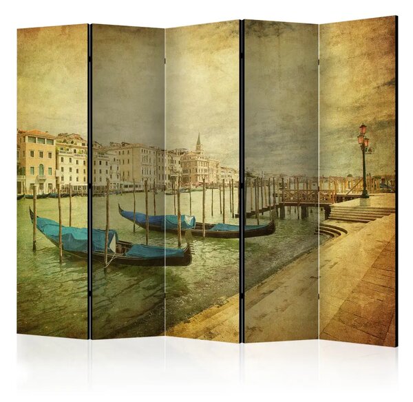 Paravento design Viaggio nel tempo II - barche veneziane con sfondo