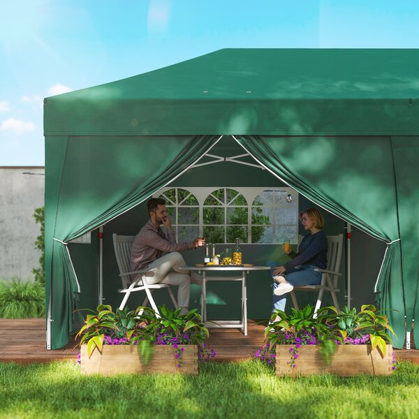 Outsunny Gazebo ca. 6x3 m, stabile, resistente all'inverno, pop-up pieghevole con finestra, porta con zip e pannelli laterali, protezione UV | Aosom Italy