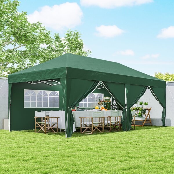 Outsunny Gazebo ca. 6x3 m, stabile, resistente all'inverno, pop-up pieghevole con finestra, porta con zip e pannelli laterali, protezione UV | Aosom Italy