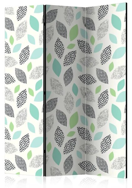 Paravento design Foglie ornamentali - composizione astratta e colorata