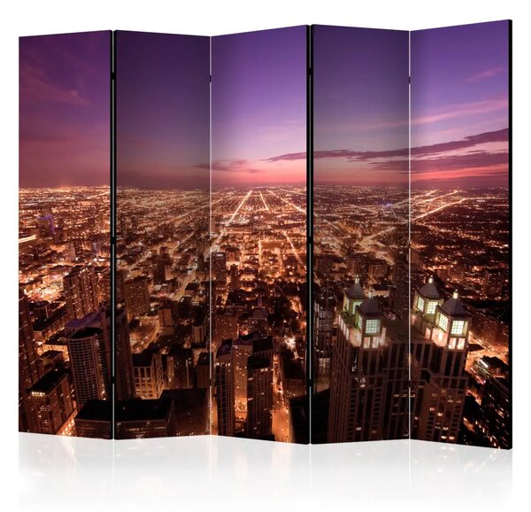 Paravento design Panorama di Chicago II - cielo notturno su città dormiente