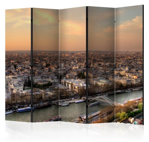 Paravento design Barche sulla Senna II - Parigi al mattino
