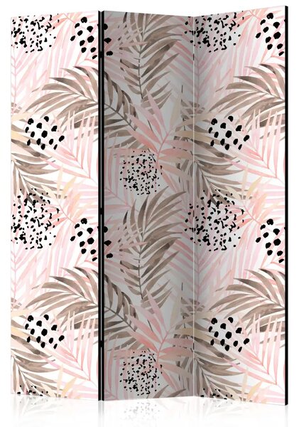 Paravento design Palme rosa - modello di foglie tropicali