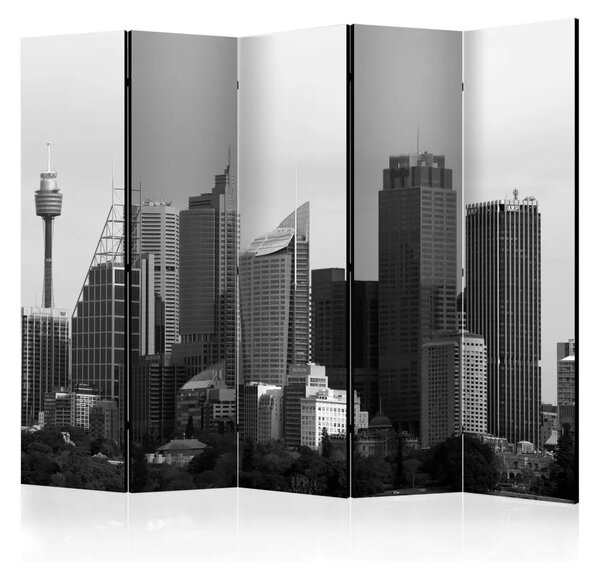 Paravento Grattacieli di Sydney II - scorcio in bianco e nero
