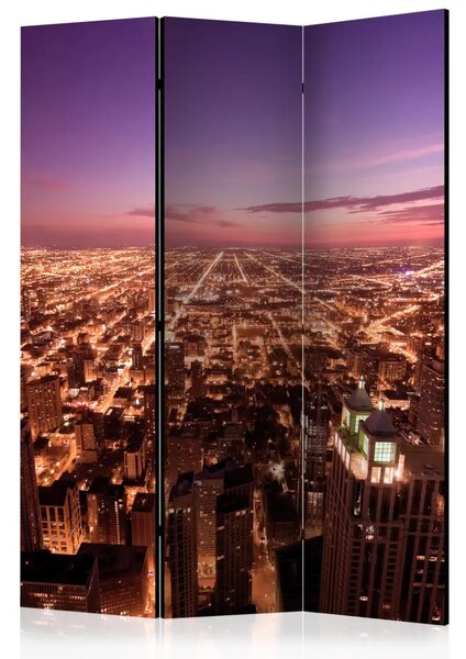 Paravento Panorama di Chicago - architettura cittadina notturna
