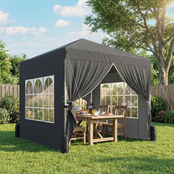 Outsunny Gazebo da giardino 2,5 x 2,5 m pop-up gazebo pieghevole regolabile in altezza protezione UPF50+ montaggio facile grigio scuro | Aosom Italy