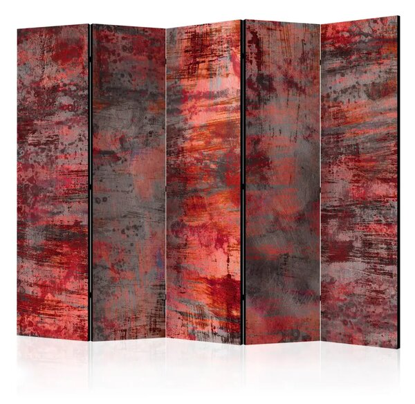 Paravento design Metallo rosso II - texture irregolare in rosso