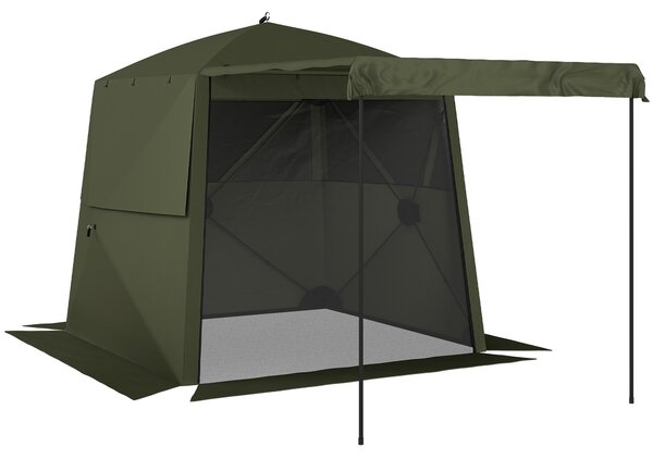 Outsunny Gazebo 2x2m Impermeabile Stabile Resistente Inverno Pop-up Gazebo Pieghevole con 4 Lati Finestre a Rete Porta Frontale UV 30+ | Aosom Italy