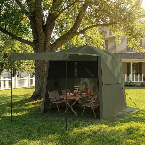 Outsunny Gazebo 2x2m Impermeabile Stabile Resistente Inverno Pop-up Gazebo Pieghevole con 4 Lati Finestre a Rete Porta Frontale UV 30+ | Aosom Italy