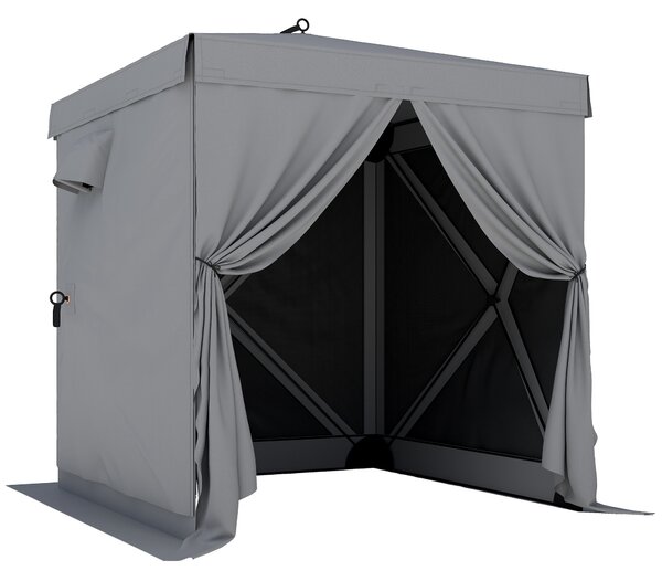 Outsunny Gazebo 1,85x1,85m Impermeabile Resistente Invernale Pop-up Pieghevole con 4 Pannelli Laterali in Mesh, UV 30+ | Aosom Italy